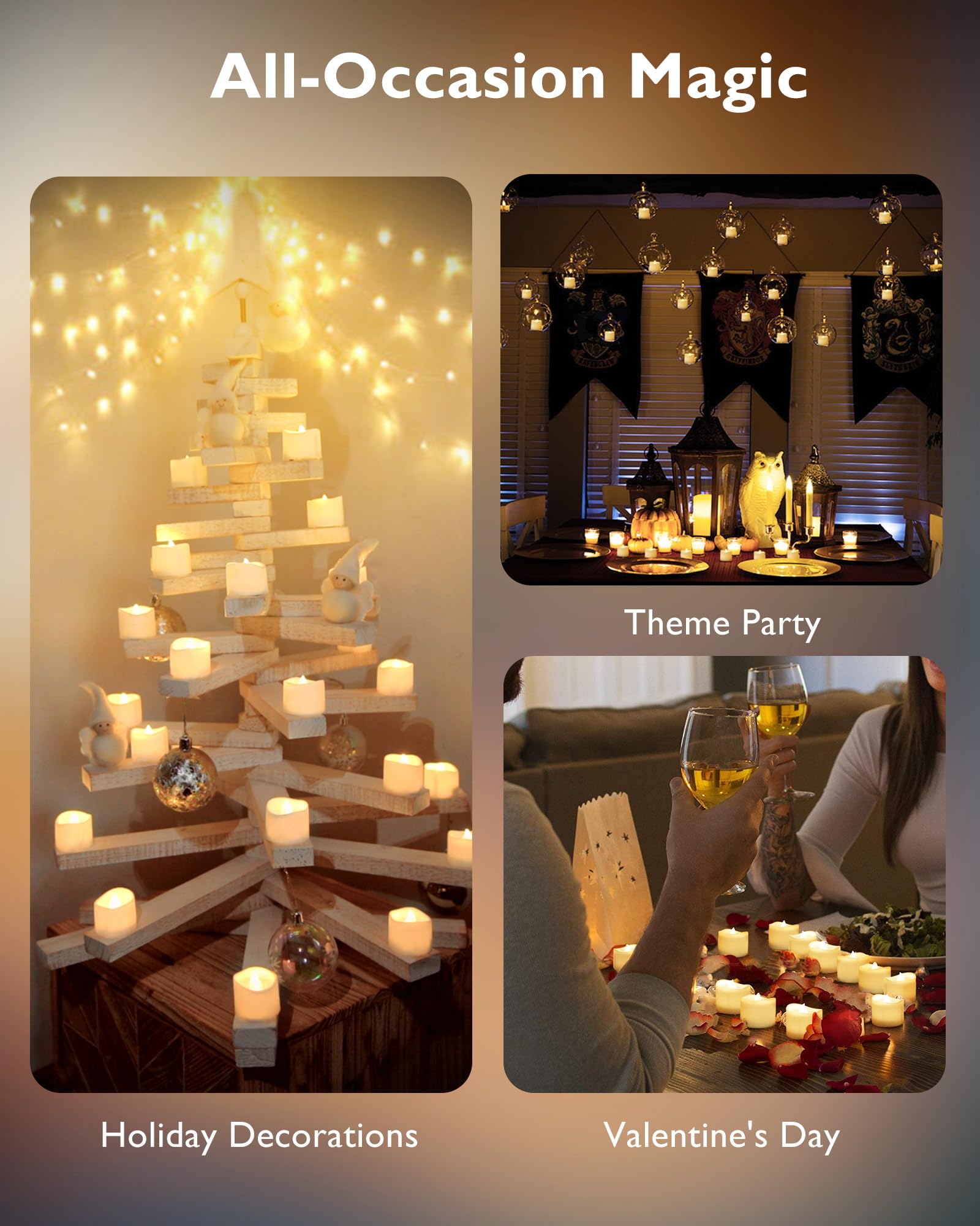 Homemory Flameless LED Tea Light Candles with 6-Hour Timer & Auto On - Battery Operated Votive Candles for Table Centerpieces, Lanterns, Holiday Decor - 12 Pack - Perfect for Weddings, Parties & Home Ambiance Lighting