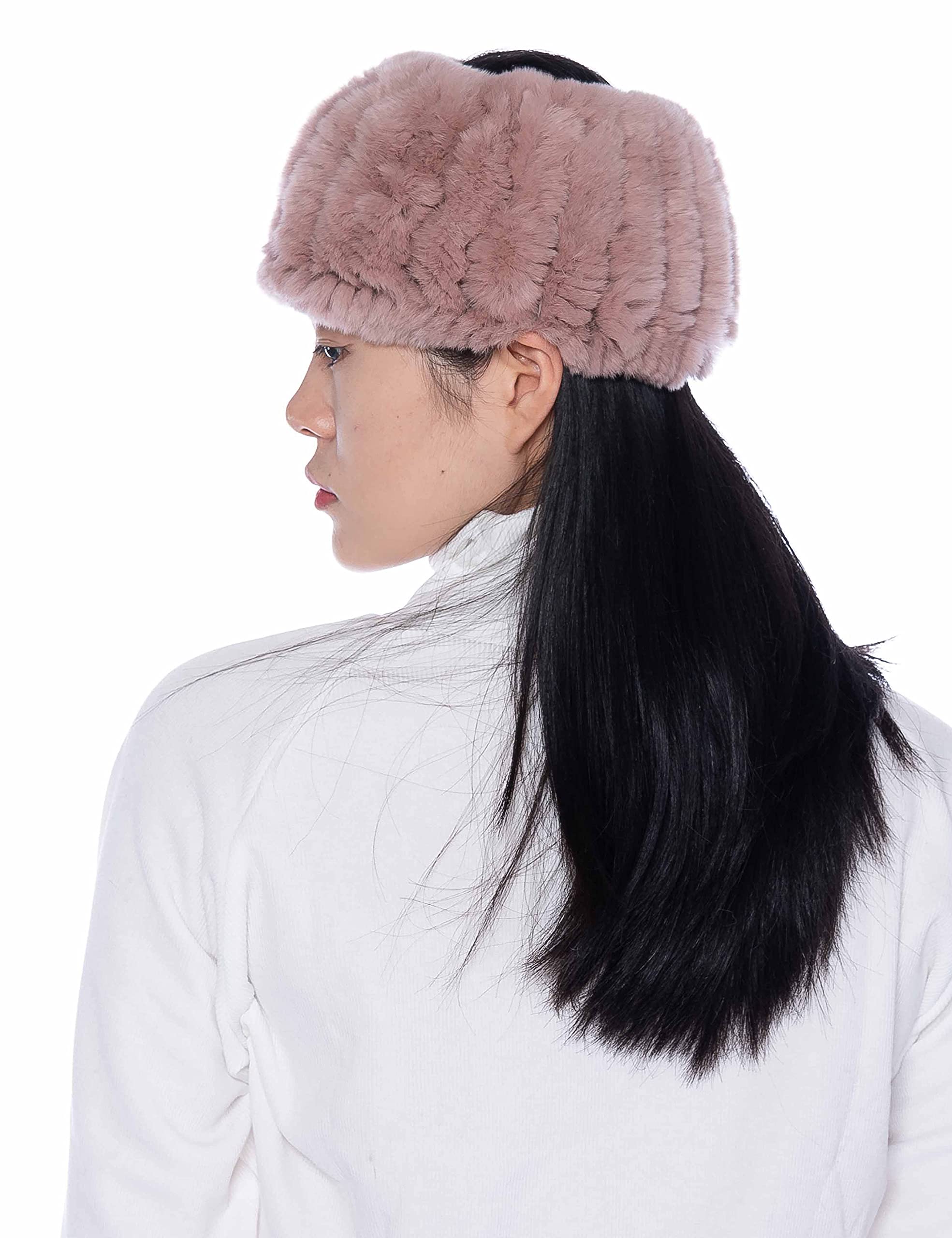 HEIZZI Women's Real Fur Headband & Neck Warmer - Rex Rabbit Fur, Soft & Fluffy Winter Accessory for Cold Weather - Perfect for Skiing, Snowboarding & Outdoor Activities