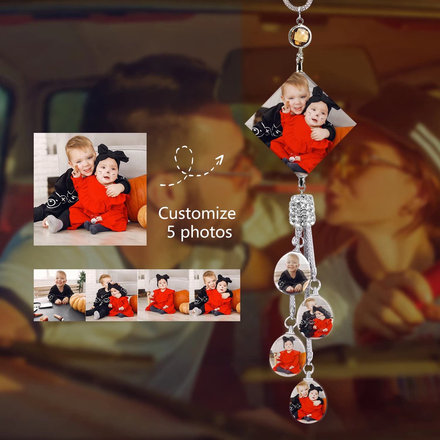 Personalized Custom Photo Pendant - Engraved Car Accessories & Home Decor Gift for Loved Ones | Perfect for Birthdays, Anniversaries & Special Occasions