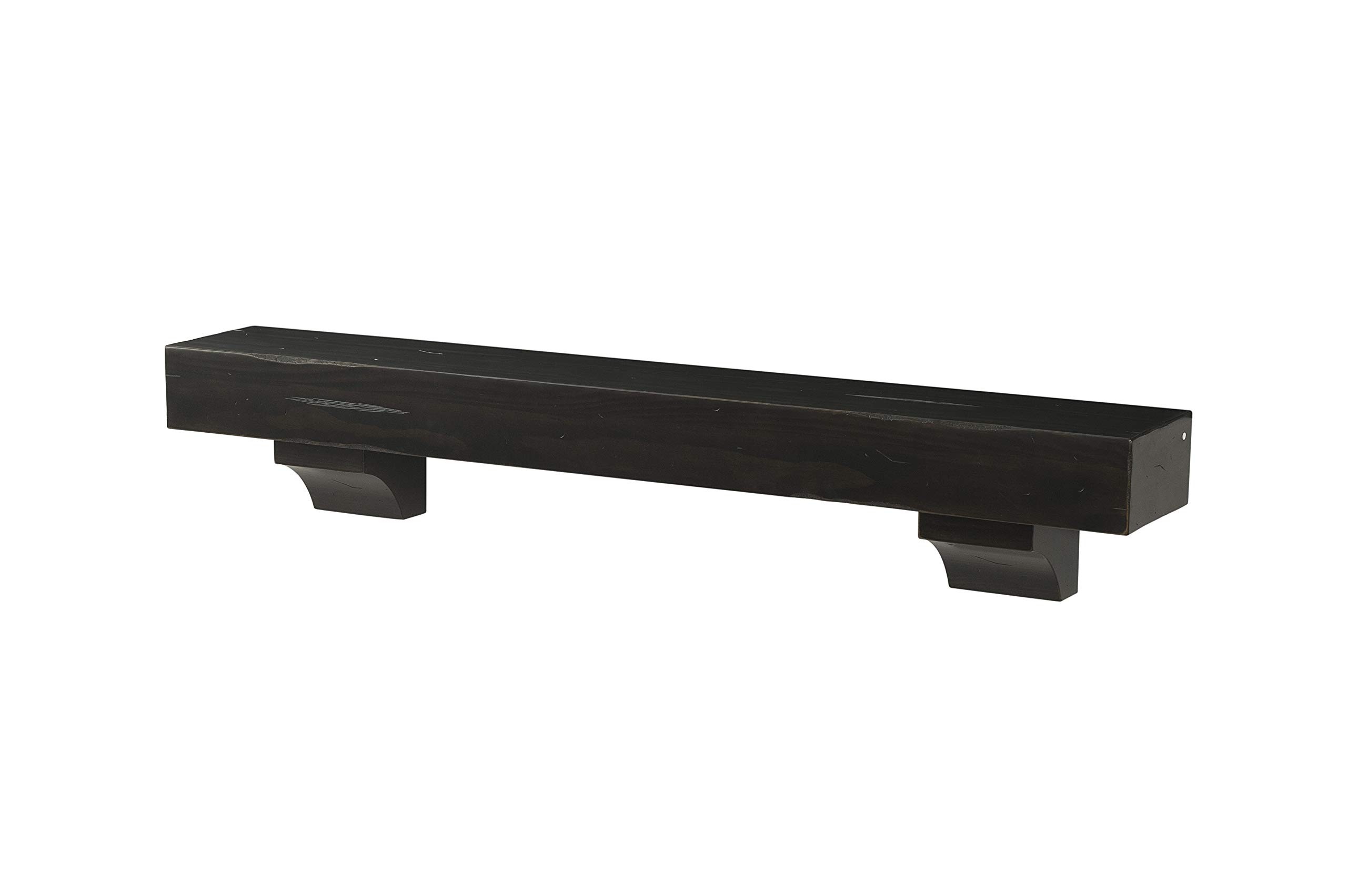 Pearl Mantels 412-72-20 The Shenandoah 72-Inch Wooden Shelf/Mantel - Espresso Rustic Distressed Finish - Perfect for Fireplace Mantel Decor, Living Room, Bedroom & Farmhouse Style Home Decor