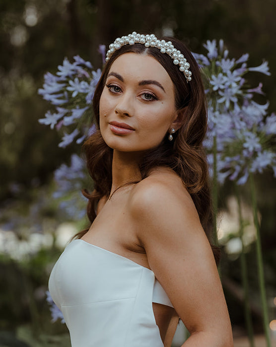Elegant Pearl Wedding Headband - Simple Classic Pearl Clustered Headpiece by Kezani | Perfect for Brides, Bridesmaids & Formal Events