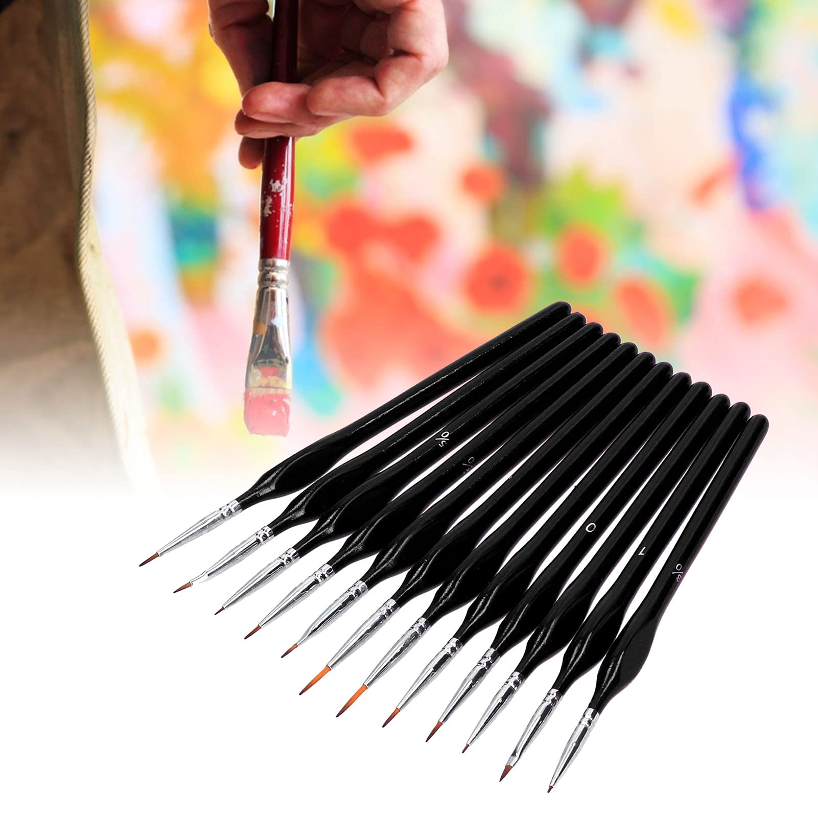 Ubersweet® 12Pcs Professional Line Drawing Brush Set - Face Painting, Model Makeup & Nail Art Tools (Black) | Perfect for Cosplay, Halloween & Professional Beauty Artists