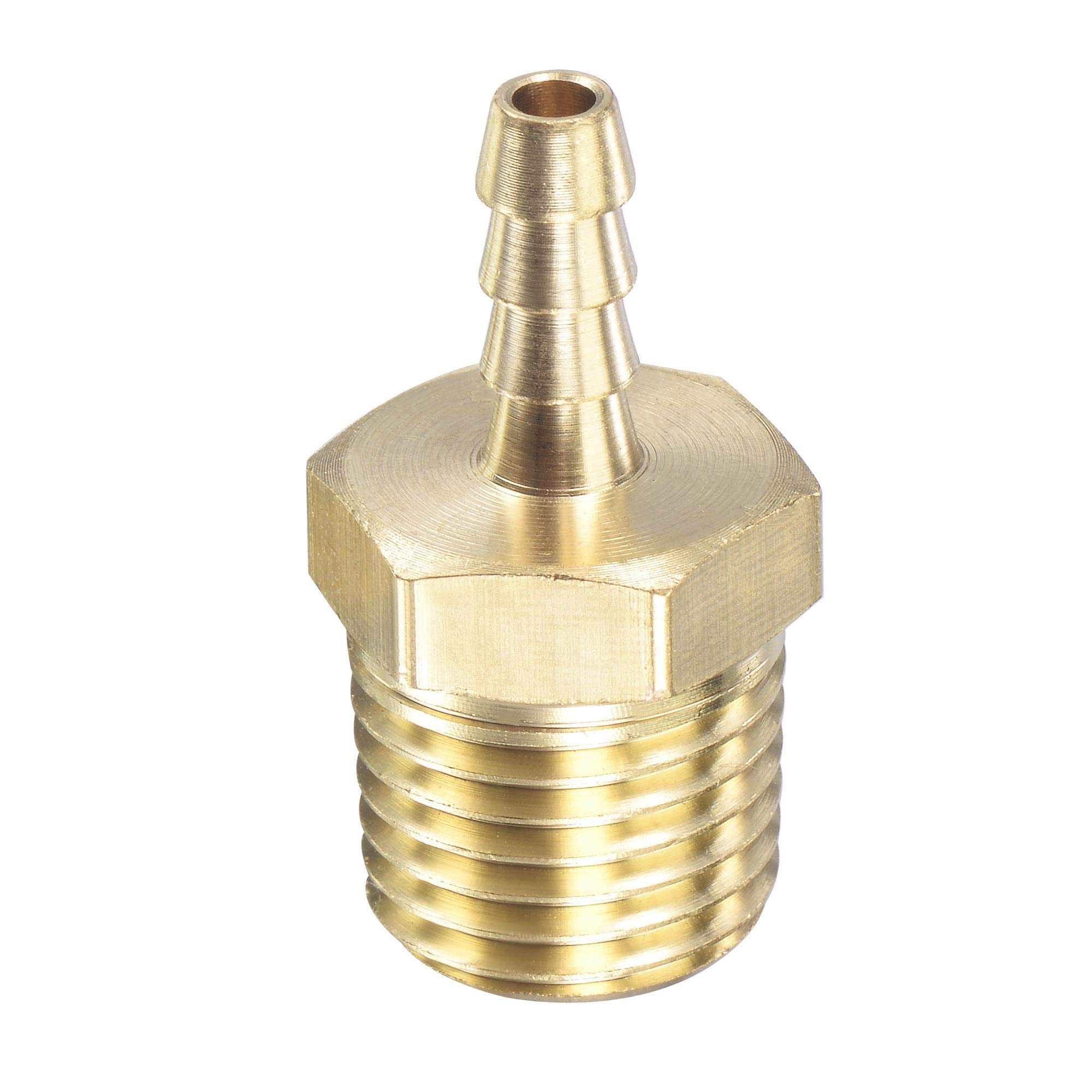 uxcell 3/16 Inch Brass Hose Barb Fitting with 1/4 Inch NPT Male Thread - Water, Air, Fuel Pipe Connector for Plumbing, Automotive & Industrial Applications