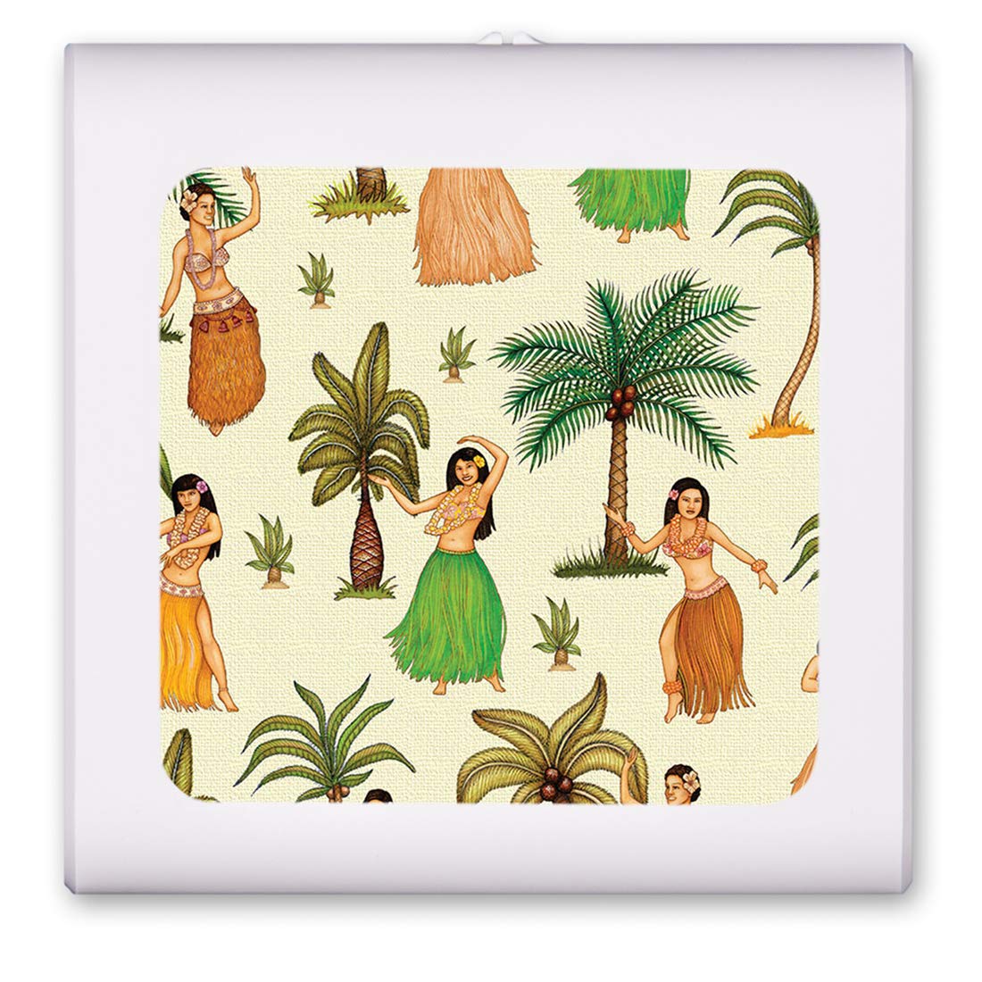 Dimmable LED Night Light with Auto On/Off Sensor, Adjustable Brightness & Warm White Light for Bathroom, Hallway, Nursery, Bedroom - Hula Girls Design by Dan Morris - Perfect for Nighttime Safety & Comfort