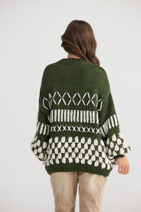 Talisman TA25132/1 Colorado Knit Sweater - Khaki & Off White Women's Pullover for Casual Wear & Outdoor Activities