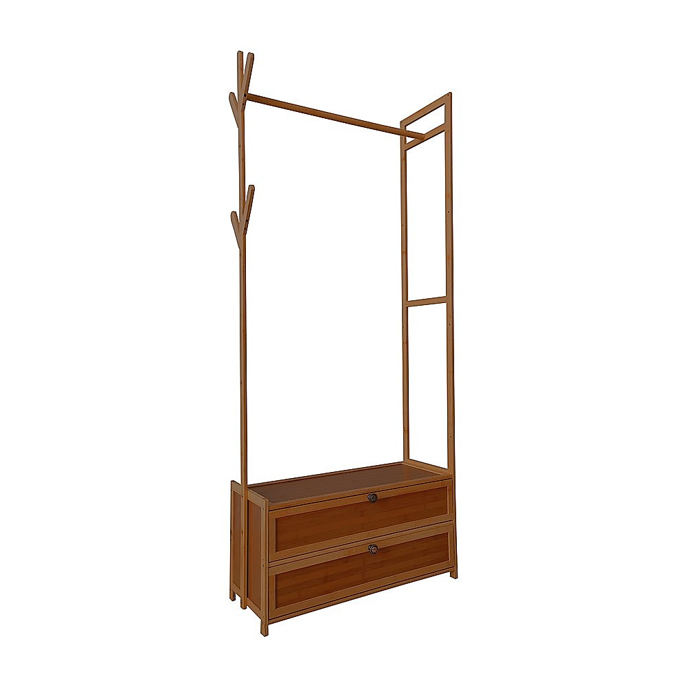 165x70cm Modern Clothes Rack Stand with Storage Shelves - Heavy Duty Coat Tree for Bedroom, Closet & Laundry Room Organization