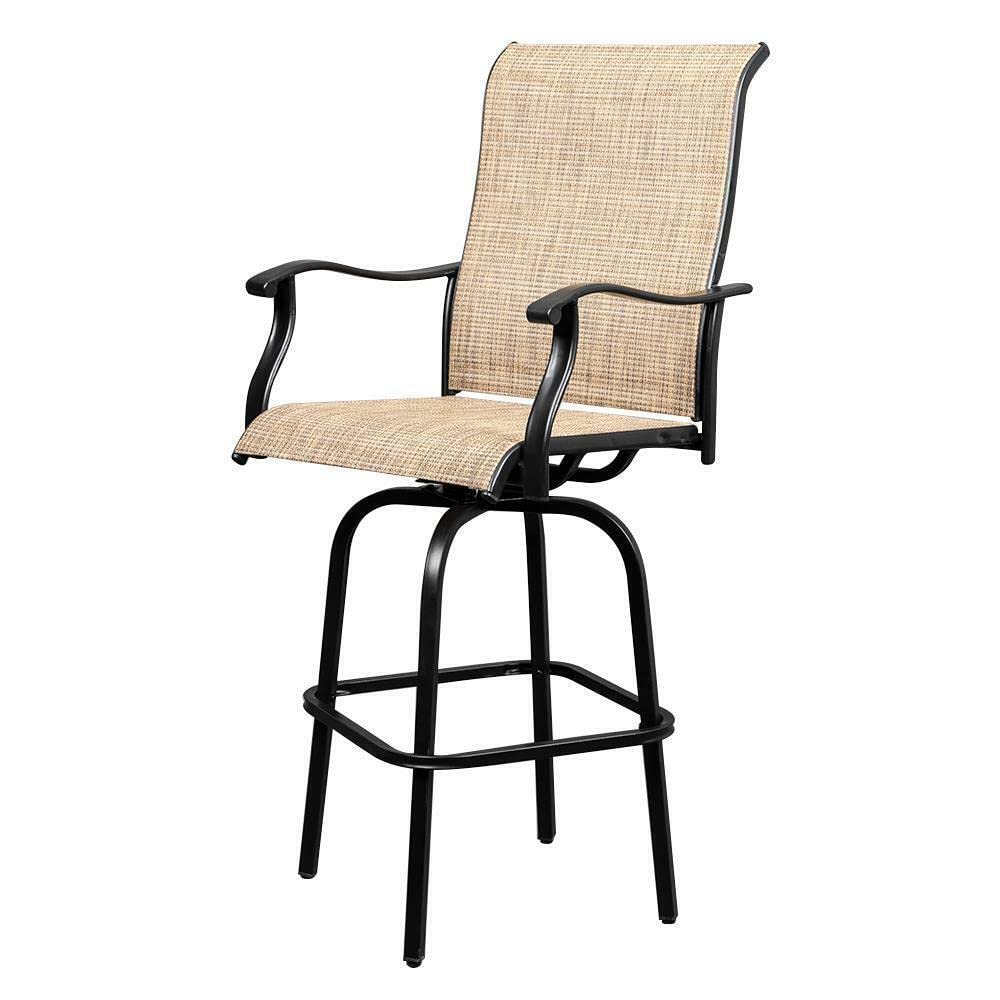 Outdoor Swivel Bar Stools - All-Weather Steel Bar Height Patio Chairs - Adjustable Bistro Stools for Kitchen Counter, Backyard, Deck & Restaurant Use - Durable Home Furniture Set