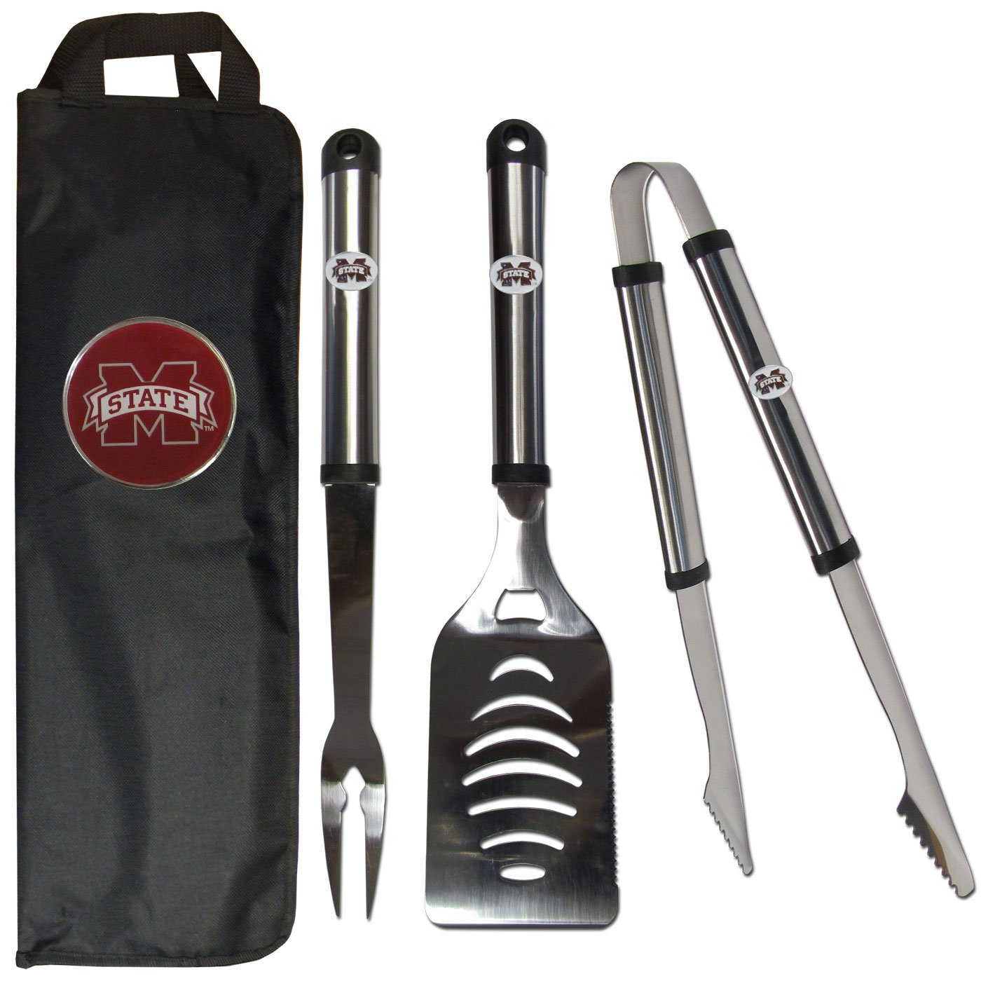 Siskiyou Sports NCAA Stainless Steel BBQ Grill Tool Set with Carrying Case - Perfect for Tailgating, Backyard Cookouts & College Football Game Day Parties