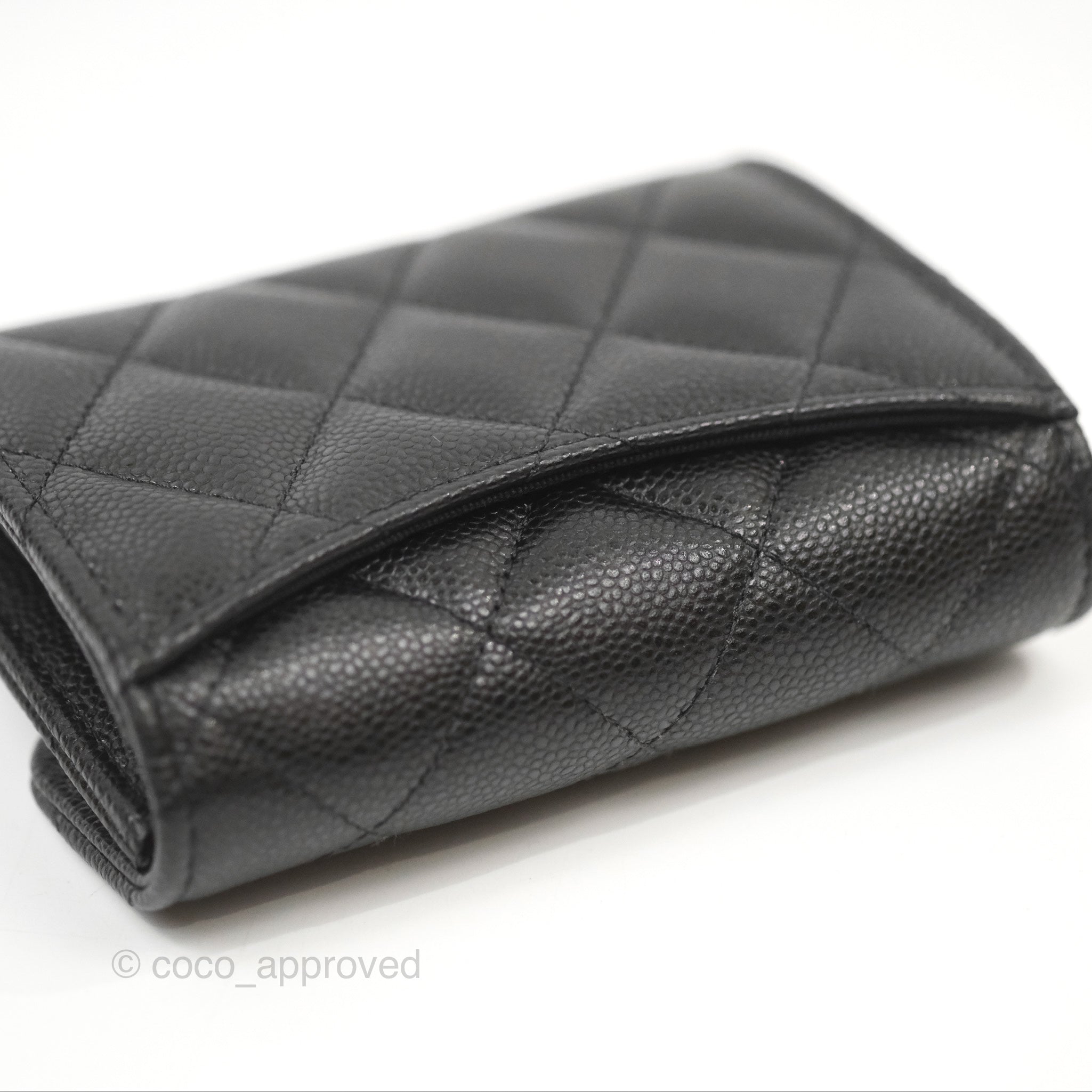 Chanel Caviar Quilted Flap Card Holder in Black with Gold Hardware - Luxury Compact Wallet for Everyday Use & Special Occasions