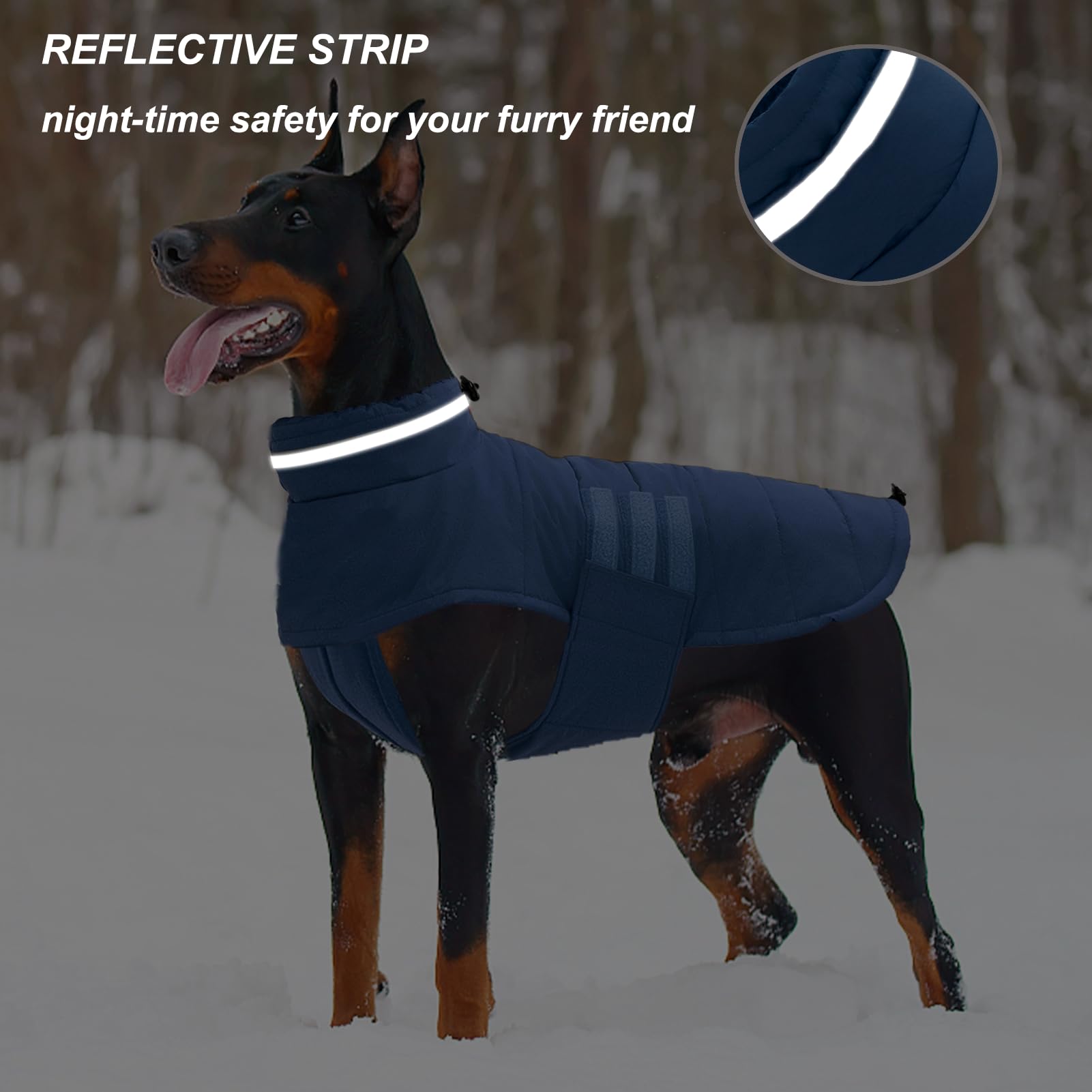 Waterproof & Windproof Dog Winter Coat - Reflective Adjustable Turtleneck Jacket for Small, Medium & Large Dogs | Cold Weather Protection for Outdoor Walks, Snow Adventures & Nighttime Safety