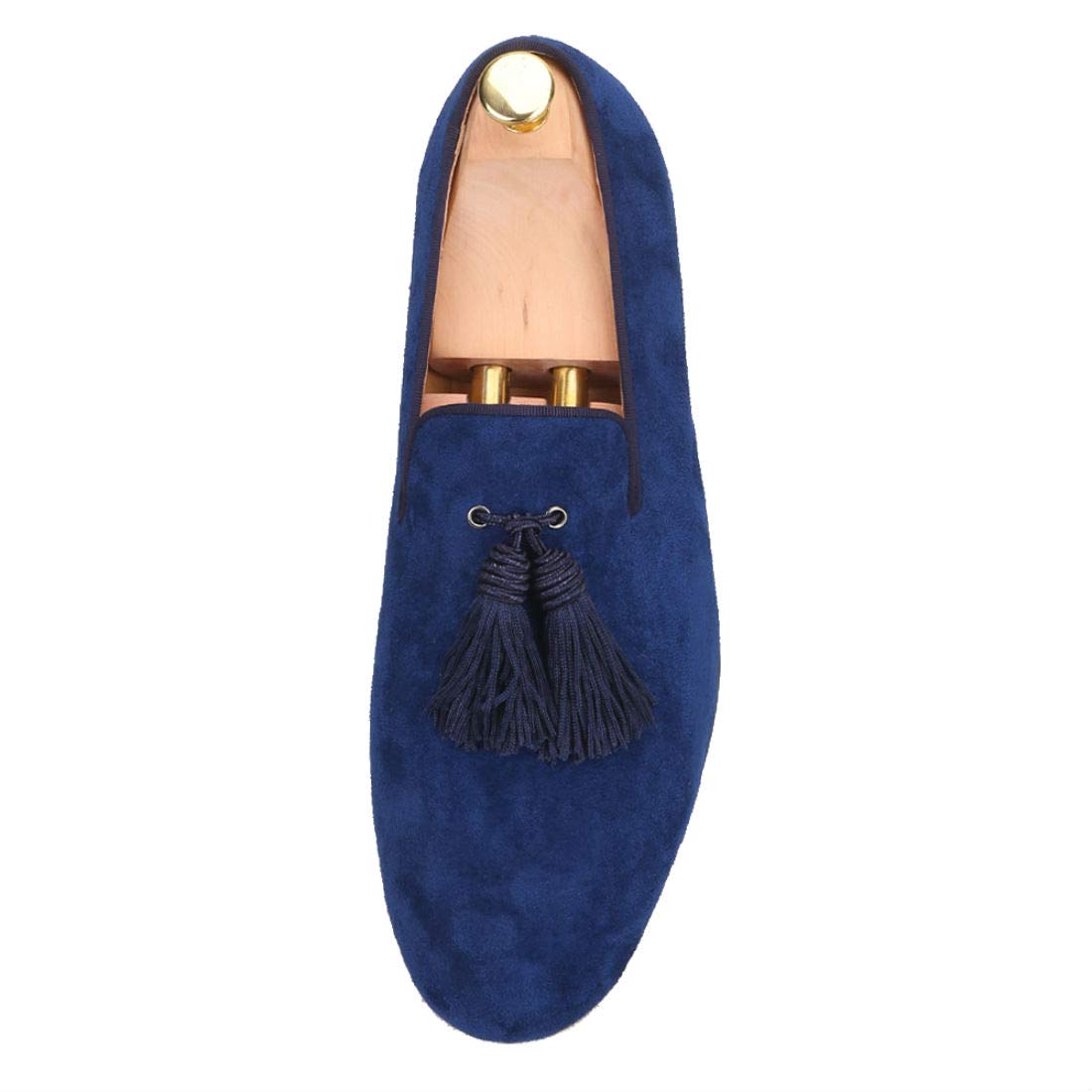 FERUCCI Men's Navy Suede Loafers with Tassel - Comfortable Slip-On House Shoes for Indoor/Outdoor Wear - Perfect for Home, Office & Casual Occasions