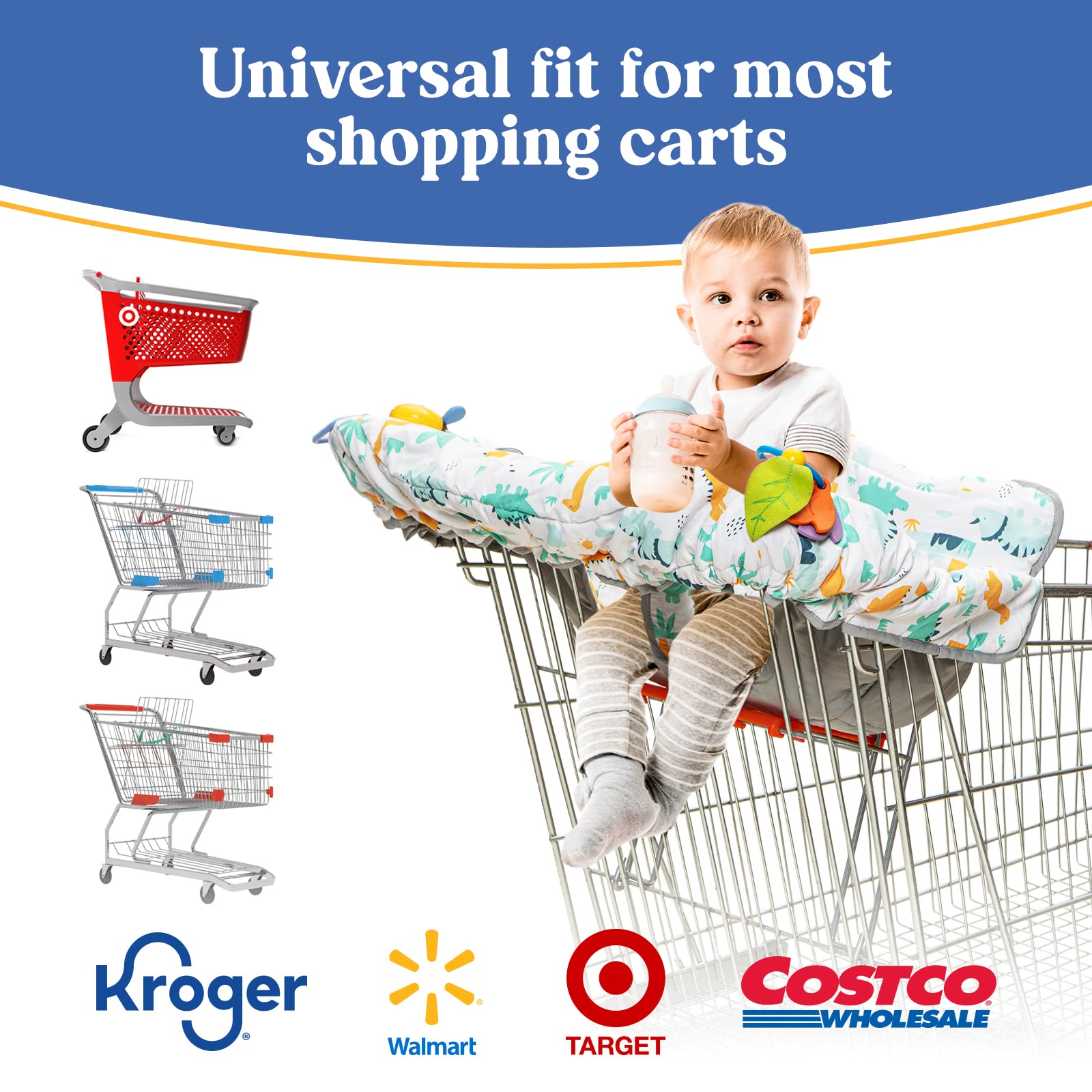 PILLANI Baby Shopping Cart Cover - High Chair Cover for Restaurant & Grocery Carts - Soft Cotton Buggy Cover for Toddlers (Girls & Boys) - Perfect for Dining Out, Shopping & Traveling