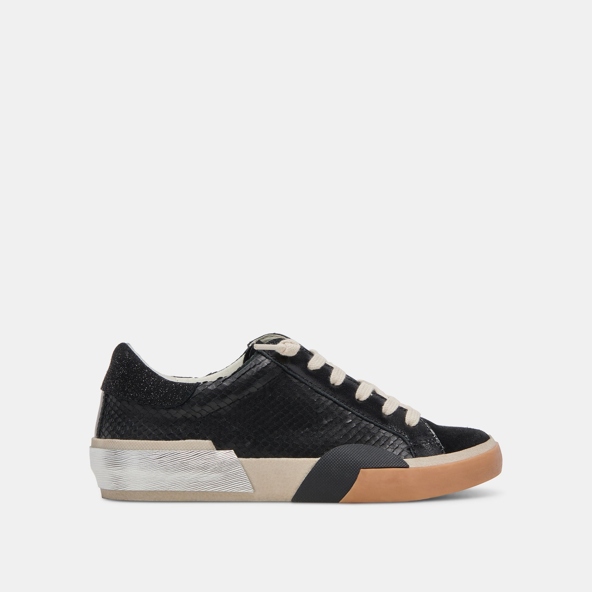 ZINA WIDE SNEAKERS ONYX EMBOSSED LEATHER - Comfortable Women's Fashion Shoes for Walking, Running & Casual Wear | Stylish & Durable Footwear for Everyday Use