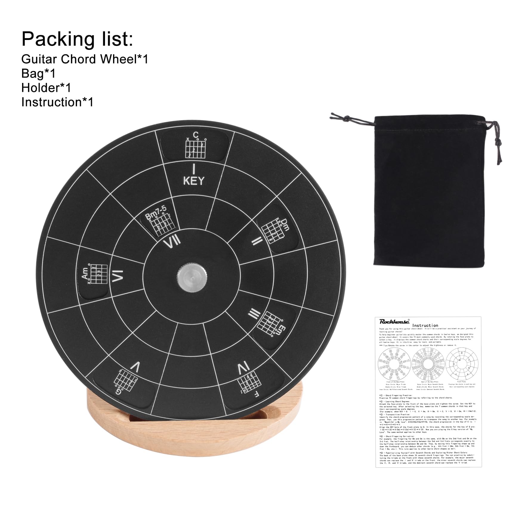 Rockhouse Guitar Chord Wheel Chart Compass - Music Theory Tool for Songwriting, Transposing Chords & Progressions - Perfect for Beginners & Advanced Musicians - Ideal for Music Composition, Practice & Live Performances