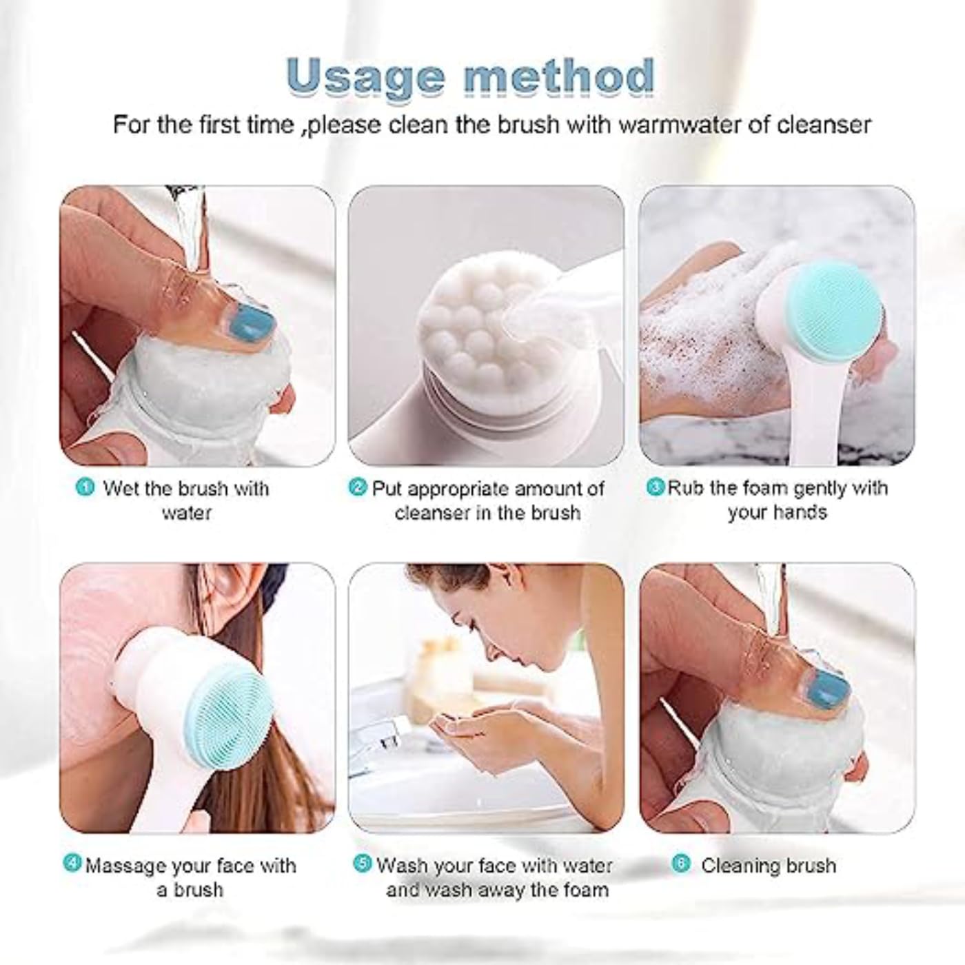 Jiya Enterprise Manual Facial Cleansing Brush - 2-in-1 Silicone Face Scrubber & Massager for Deep Pore Cleansing & Exfoliation | Perfect for Daily Skincare Routine & Spa-Like Facial at Home