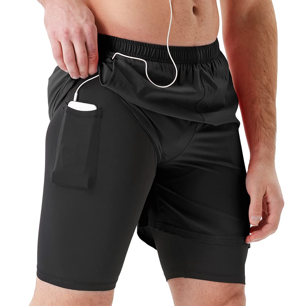 TENJOY Men's 2-in-1 Running Shorts 5