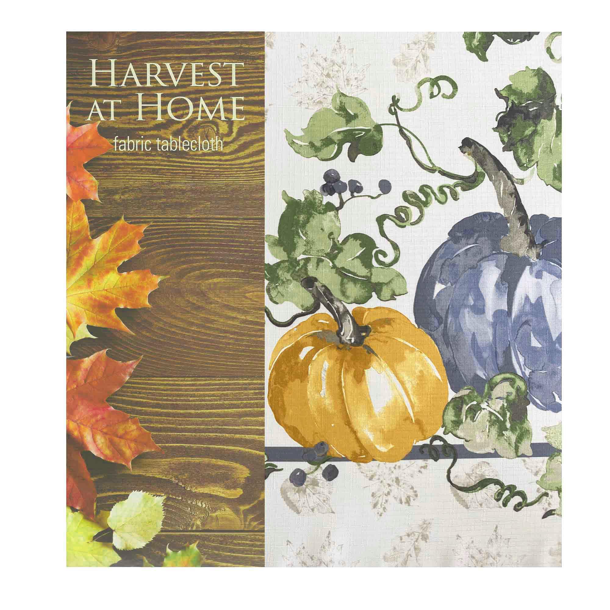 Premium Stone Washed Blue Pumpkin Vines Fabric Napkin Set - Set of 8 Elegant Bordered Napkins for Thanksgiving, Fall Decor, and Seasonal Table Setting