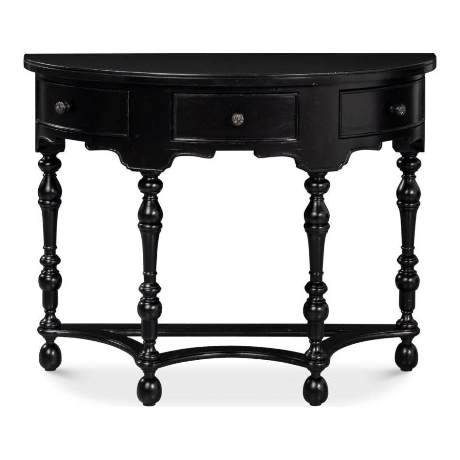 Abraham Half Round Console Table - Rustic Wood Entryway Sofa Table for Hallway & Living Room - Perfect for Home Decor & Small Spaces