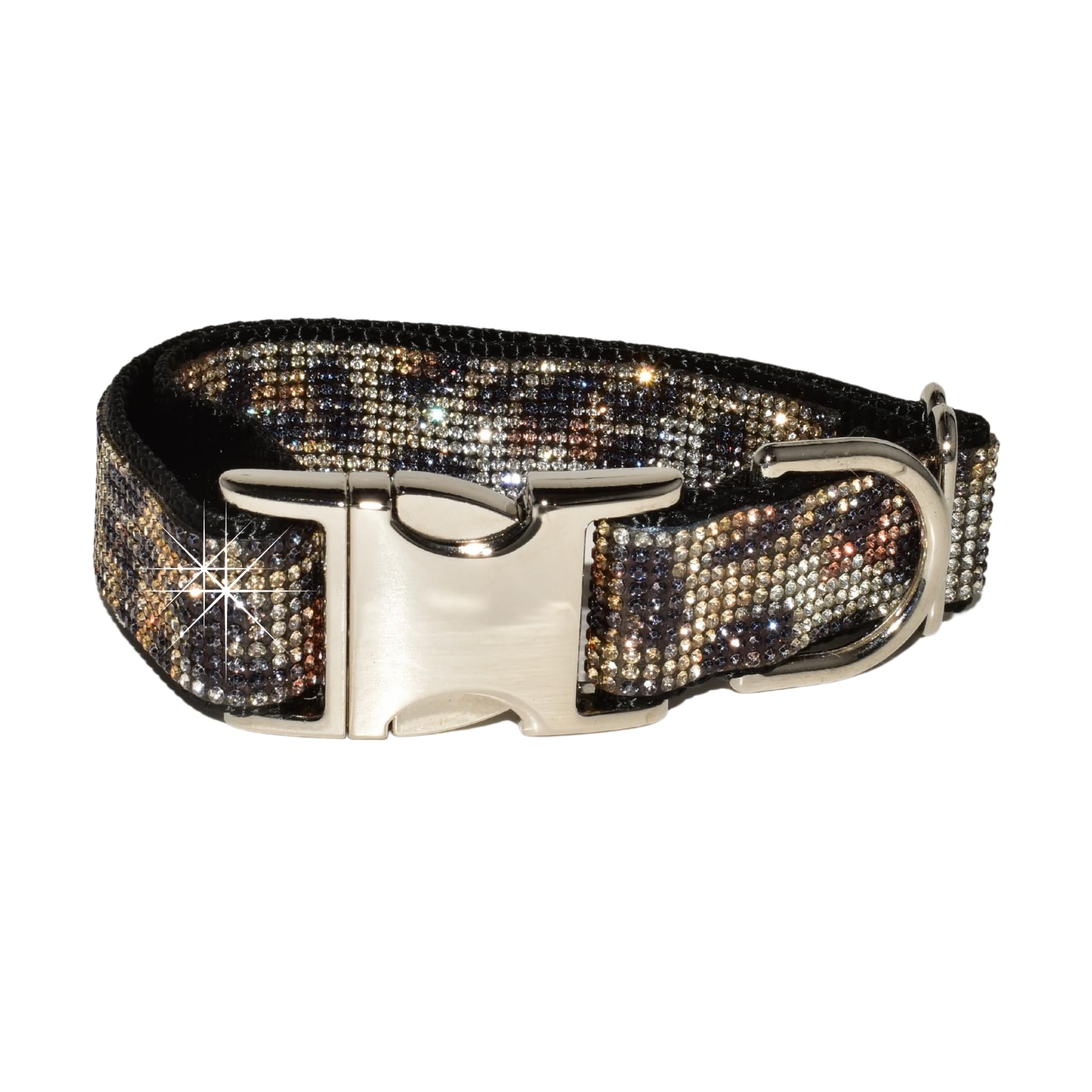 Custom Cheetah Bling Dog Collar with Rhinestones - Adjustable Sparkling Leopard Pet Collar for Small & Medium Dogs | Made in USA | Diamond-like Crystals for Shine | Perfect for Pet Parties, Walks & Fashion Accessories