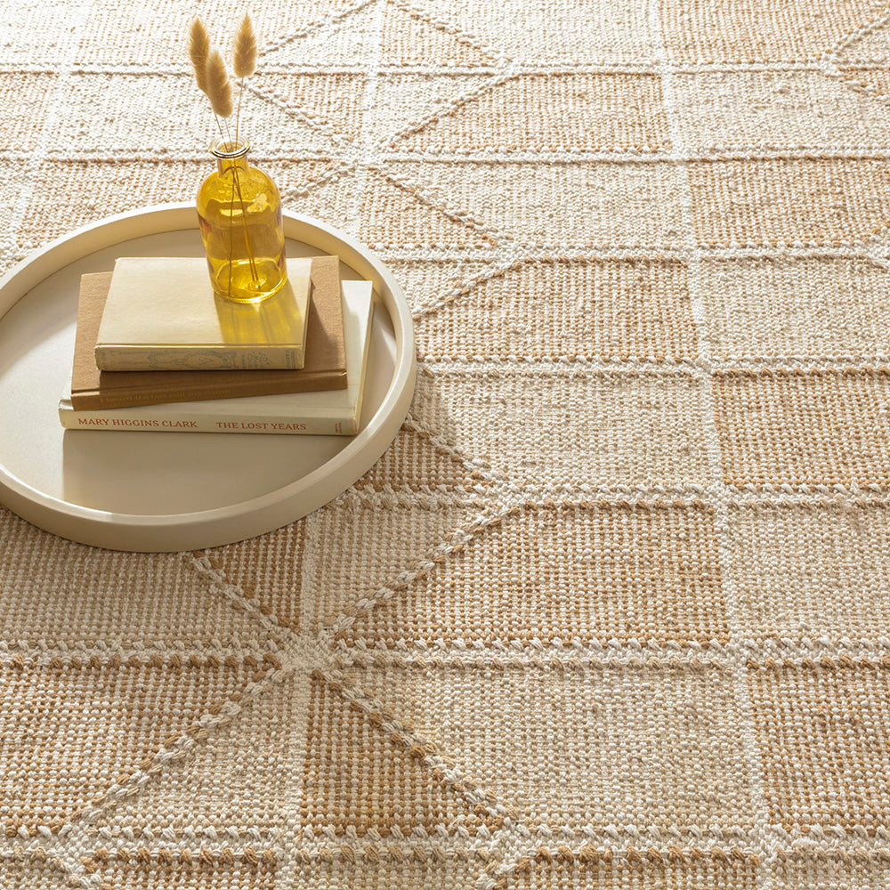 Ojai Wheat Loom Knotted Cotton Rug - Handmade Dash & Albert Area Rug for Living Room, Bedroom & Boho Decor | Soft & Durable Natural Fiber Floor Covering