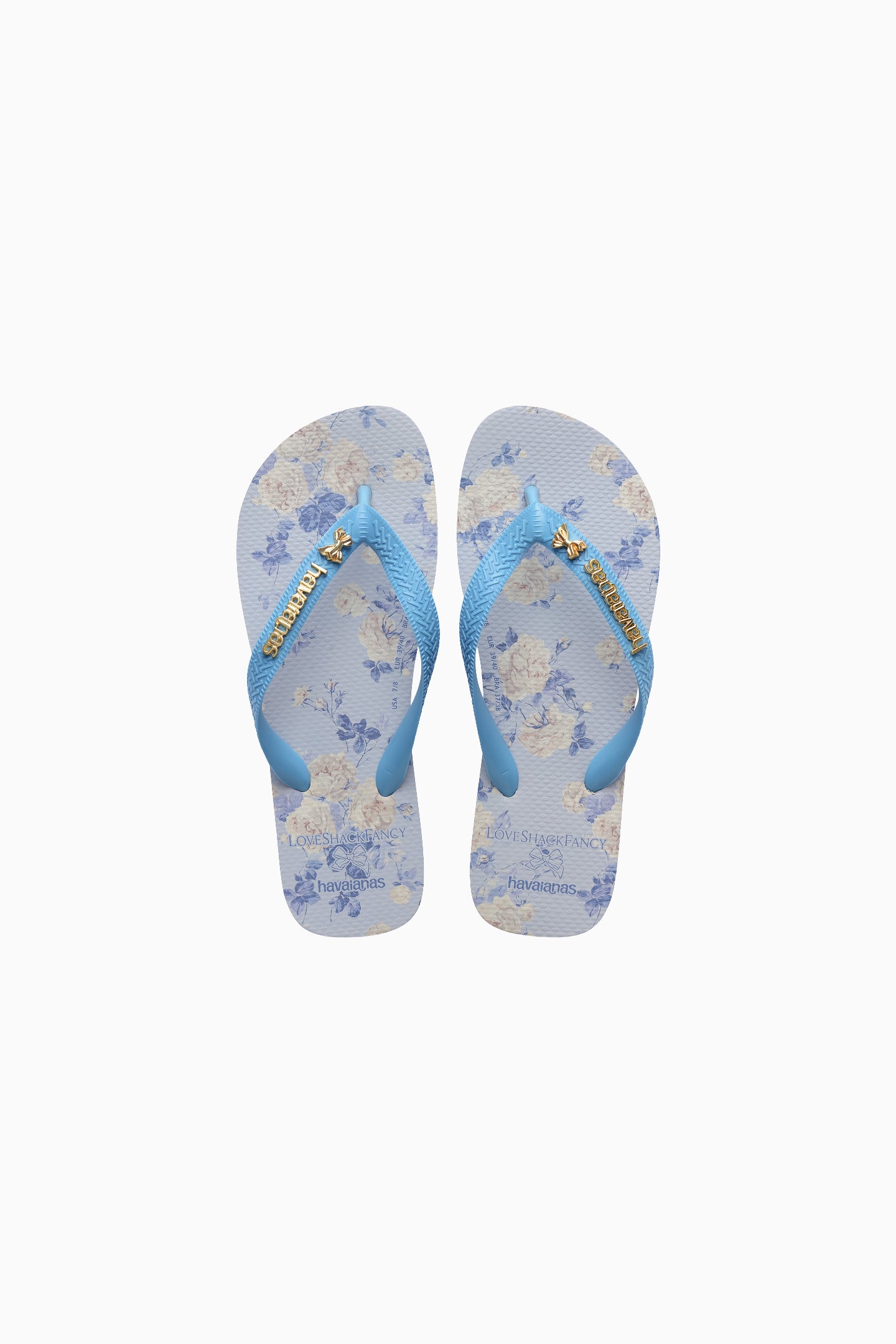 LoveShackFancy x Havaianas Girls Whisper Blue Flip Flops - Comfortable Beach Sandals for Summer, Poolside, Vacation & Casual Outfits