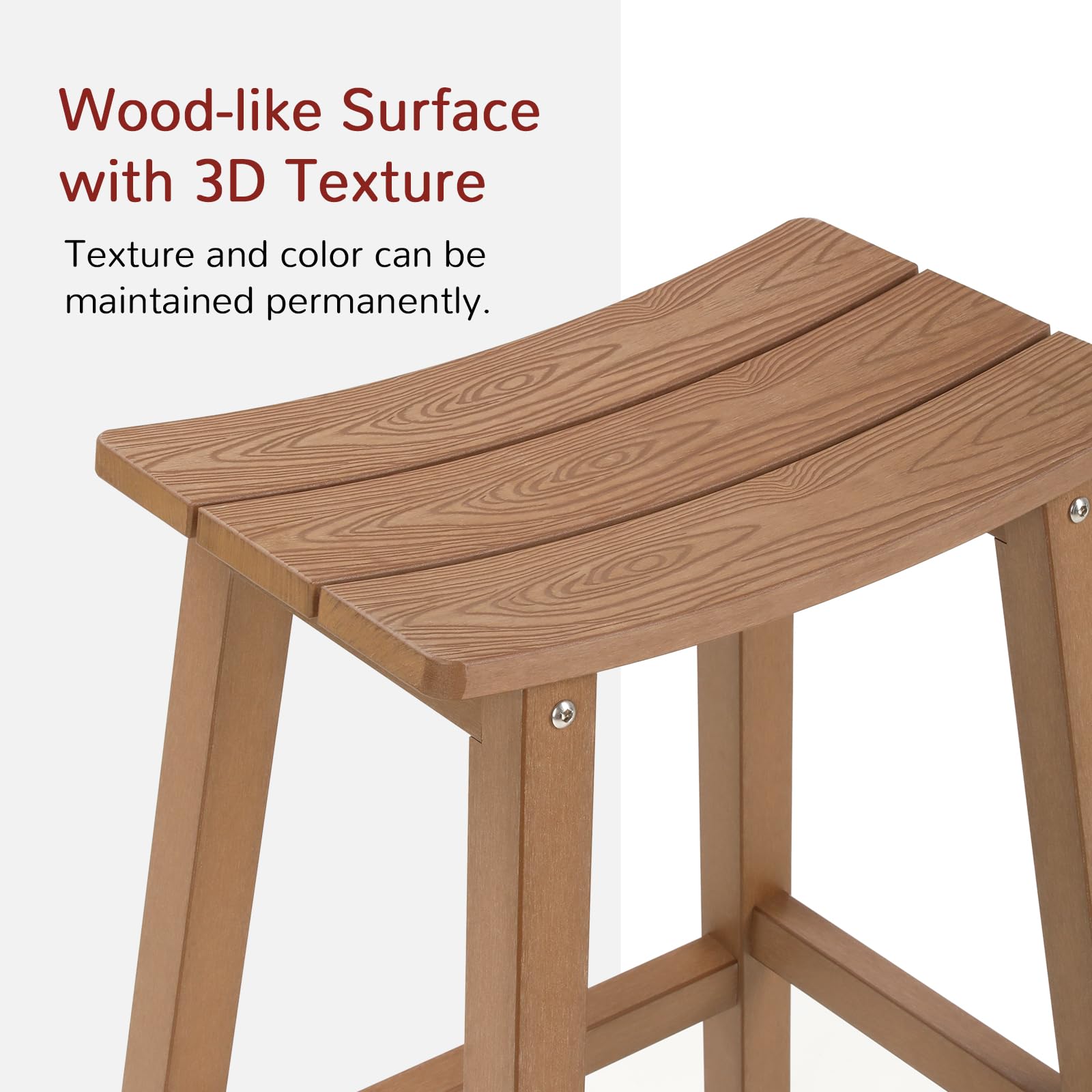 All-Weather Bar Stools Set of 4 - Durable Patio Barstools That Never Rot or Fade - Perfect for Outdoor Bar, Kitchen Counter, Deck & Backyard - Teak Wood Bar Height Stools for Dining & Entertaining
