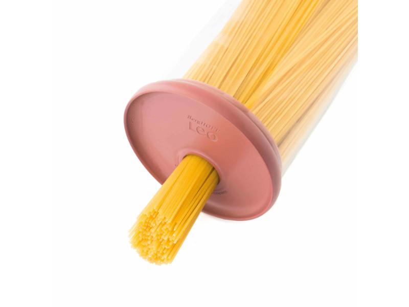 BergHOFF Leo 2 Quart Glass Pasta Storage Container with Airtight Lid - Pink | Perfect for Kitchen Pantry Organization, Spaghetti & Noodle Storage, Food Preservation