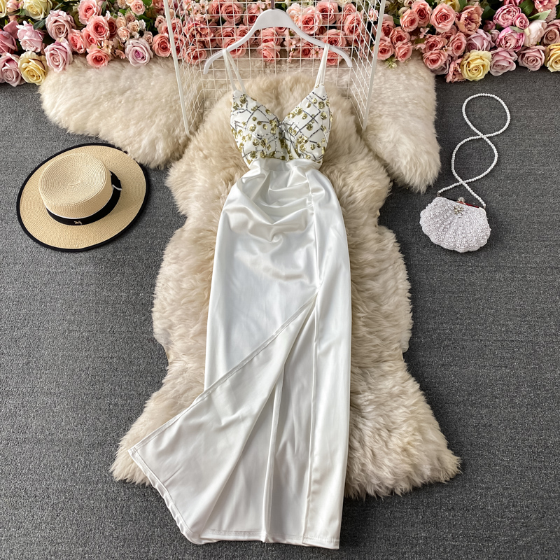 Elegant Slit Spaghetti Strap Evening Dress for Women - Sexy Formal Gown for Prom, Party & Special Events | Long Sleeve Bodycon Dress for Night Out & Date Night