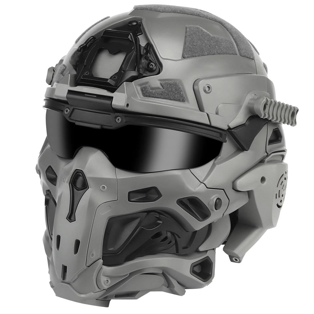 HL-98 Tactical Helmet with Built-in Communication Headset | Military-Grade Protective Gear | Anti-Fog Fan & Replaceable Lens | for Outdoor Sports, Airsoft, Paintball & CS Gaming | Punk Mask for Halloween Cosplay (Black) - Perfect for Tactical Training, Survival Games & Costume Parties