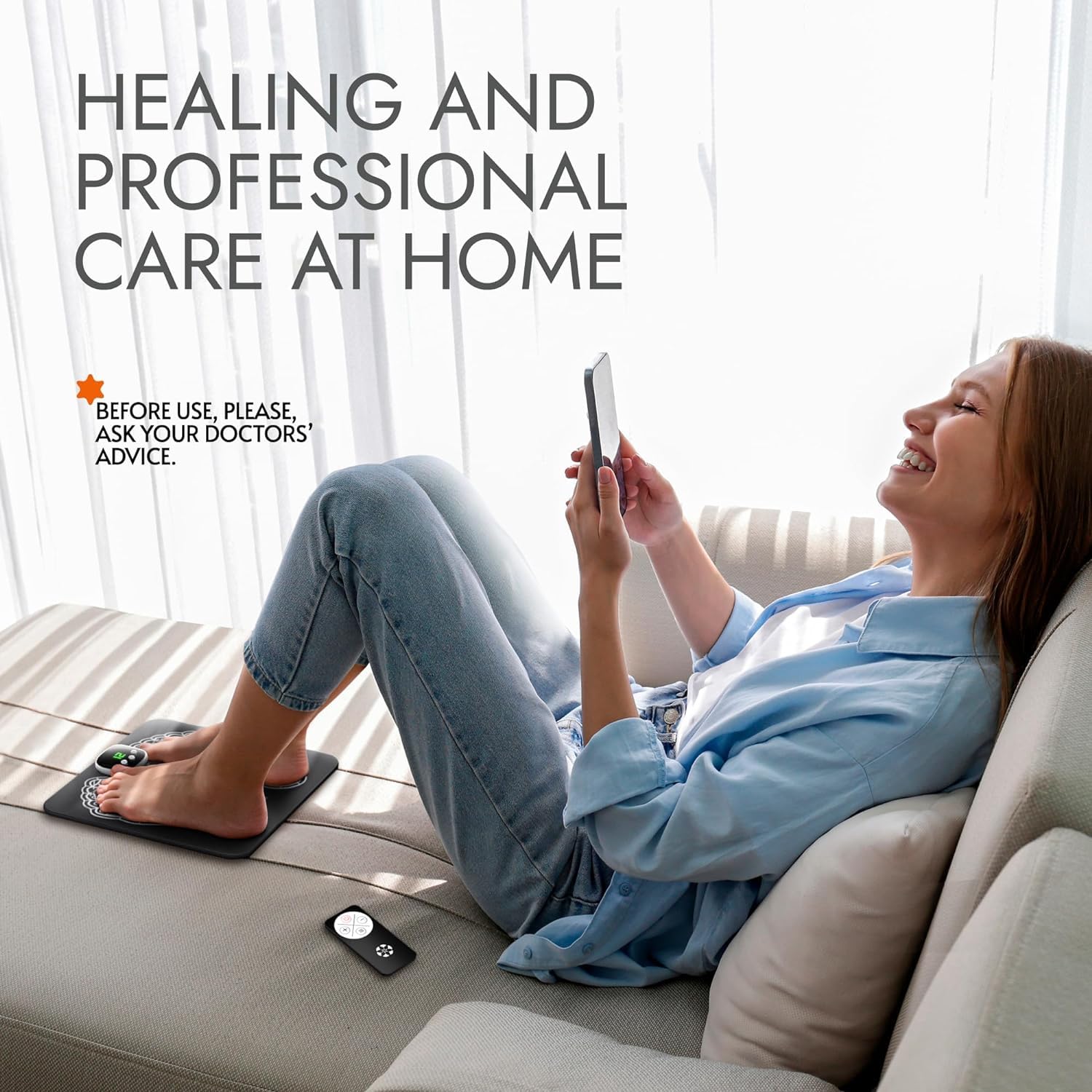 EMS Foot Stimulator & Massager Mat - Wireless Pain Relief for Neuropathy, Muscle Recovery & Circulation - Portable Electric Foot Therapy Device for Home Use, Relaxation & Fitness