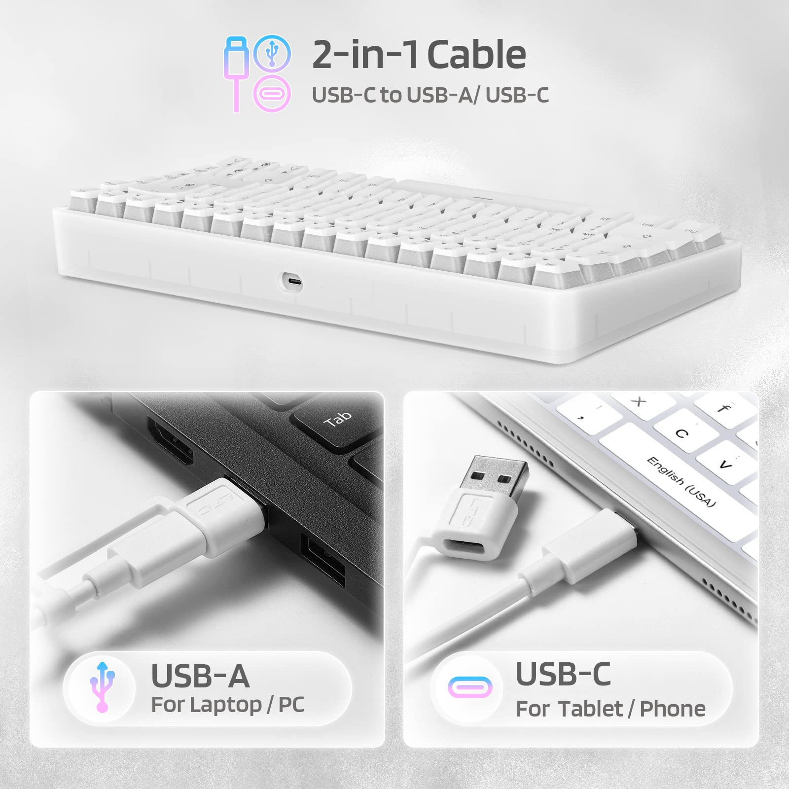 LTC Neon75 Wireless 75% Mechanical Keyboard - Bluetooth RGB Gaming for PC/Mac