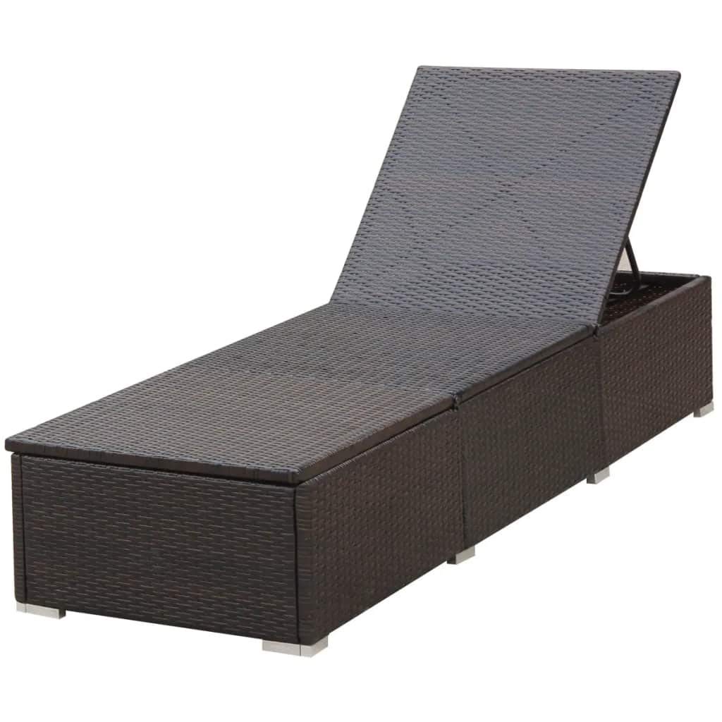 Adjustable Poly Rattan Sun Lounger with Cushion - Dual-Side Reclining Chaise Lounge Chair for Poolside, Deck, Garden, Backyard & Balcony - Outdoor Patio Furniture (Brown/White) - Perfect for Relaxing, Sunbathing & Lounging in Your Outdoor Space
