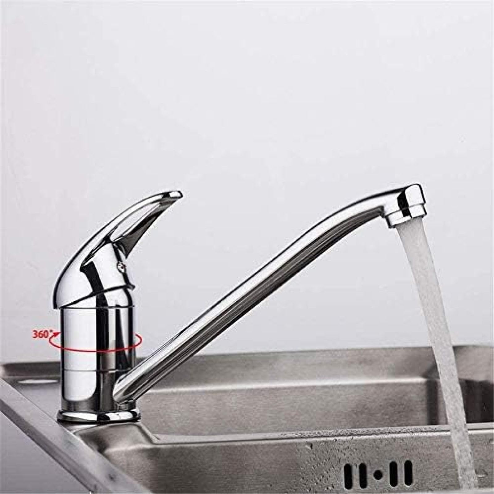 CRJUS 360° Swivel Brass Kitchen Faucet - One-Hand Deck Mounted Sink Tap for Modern Home Cooking & Cleaning