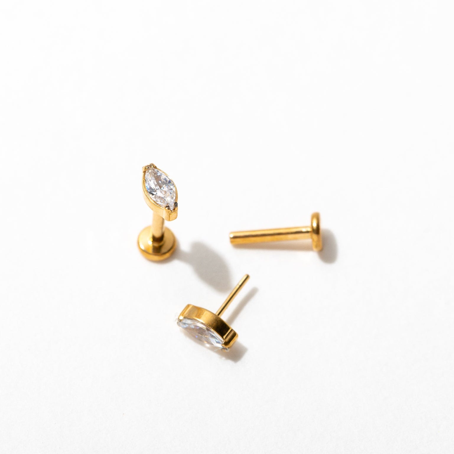 Marquise Flat Back Stud Earrings for Women – Elegant CZ Crystal Rhinestone Ear Studs for Daily Wear & Special Occasions
