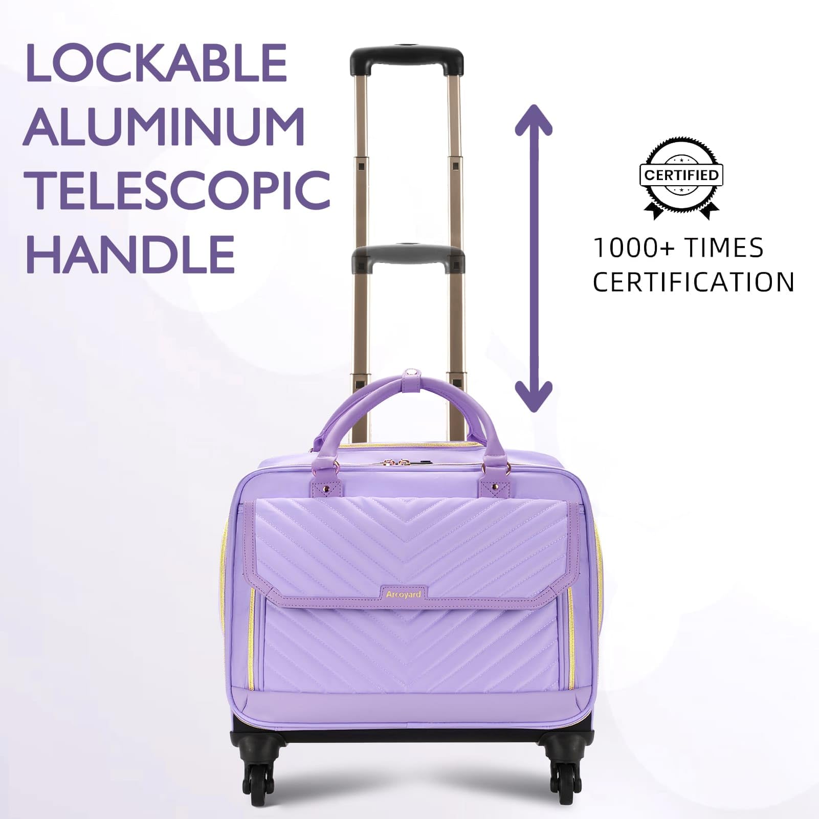 17.3 Inch Rolling Laptop Briefcase for Women - 4 Spinner Wheels & Telescopic Handle - TSA Friendly Work Computer Bag - Teacher Rolling Bag - Purple | Perfect for Business Travel, Office Commute & School Use