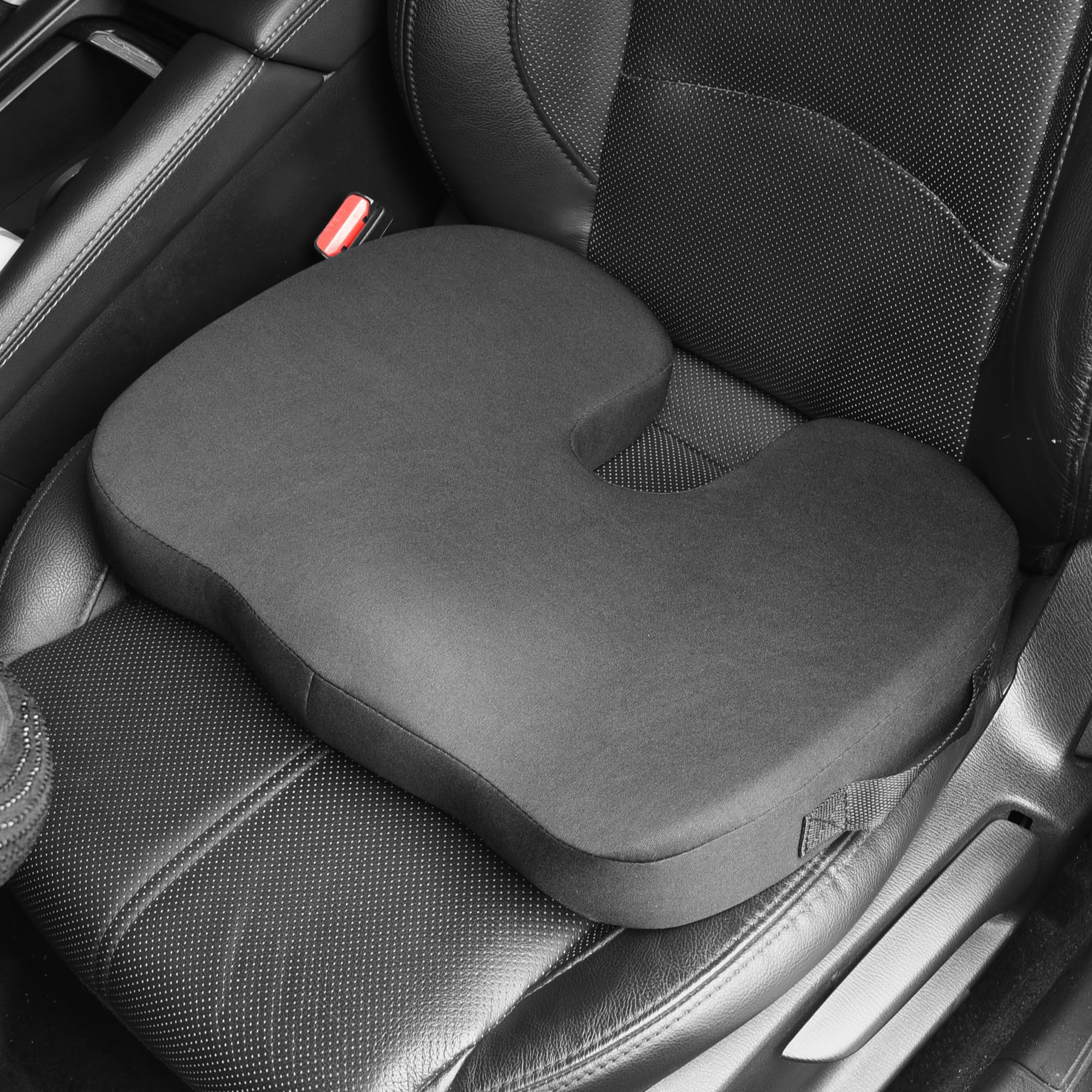 Elantrip Ergonomic Memory Foam Seat Cushion - Coccyx Support Pillow for Office Chair, Car & Home Use - Non-Slip Washable Cover for Sciatica & Tailbone Pain Relief - Perfect for Long Sitting, Driving & Work from Home (Black)