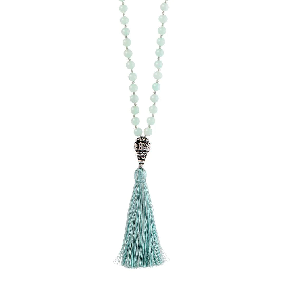 Amazonite Gemstone Mala Beads - 108 Healing Meditation Prayer Necklace for Yoga, Mindfulness & Spiritual Balance