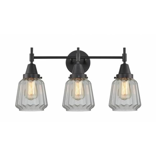 Innovations 447-3W-BK-G142 Black Transitional 3-Light Bathroom Vanity Lighting Fixture - Perfect for Modern Bathrooms & Powder Rooms
