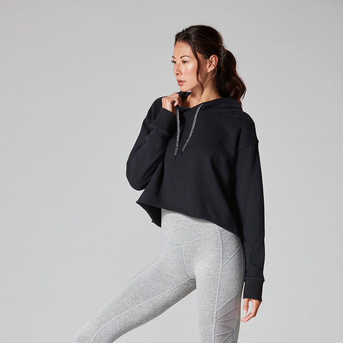 Tavi Noir Semi Cropped Hoodie for Women - Stylish Oversized Pullover Sweatshirt | Perfect for Casual Outfits, Streetwear & Loungewear