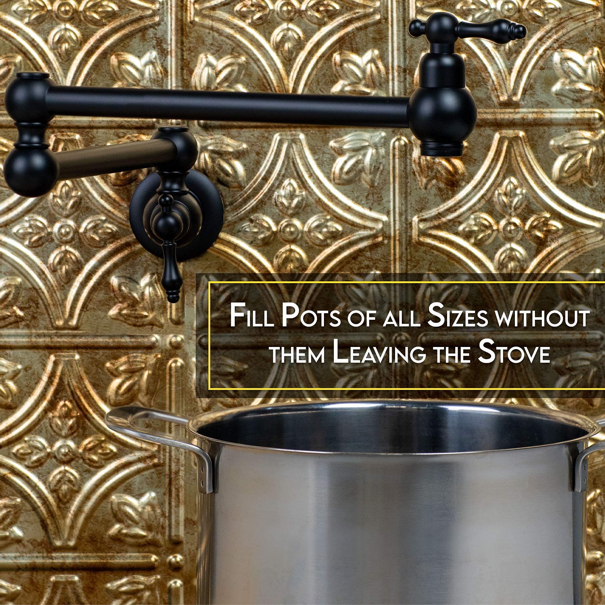 Wall Mount Black Pot Filler Faucet - 24