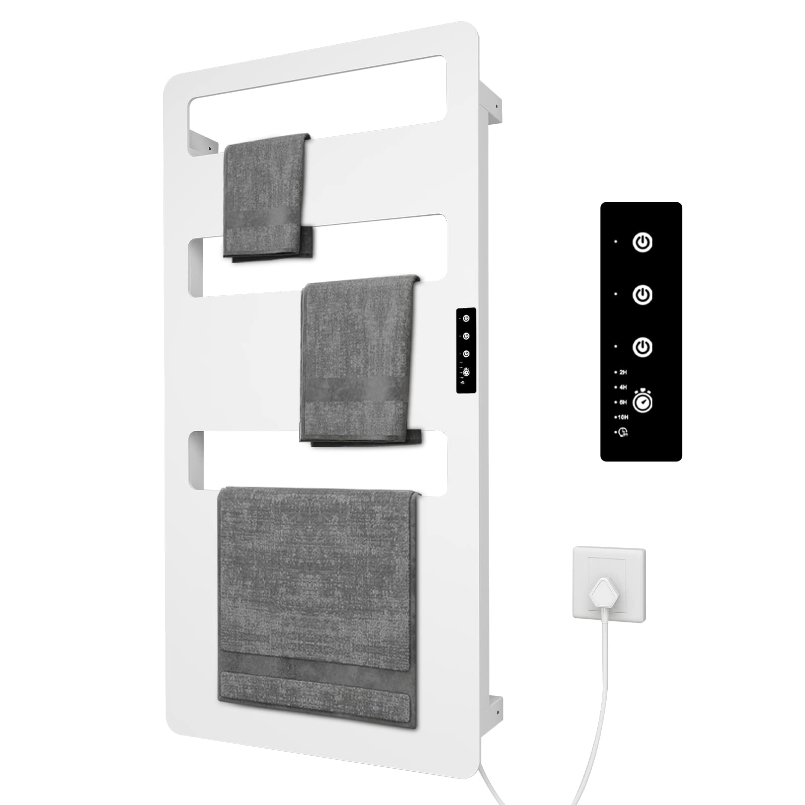 EVOKOR Electric Heated Towel Rack for Bathroom - Wall Mounted Towel Warmer with Timer, 90x46cm Bath Towel Heater & Drying Rack - Perfect for Spa, Luxury Hotels and Cozy Home Bathrooms