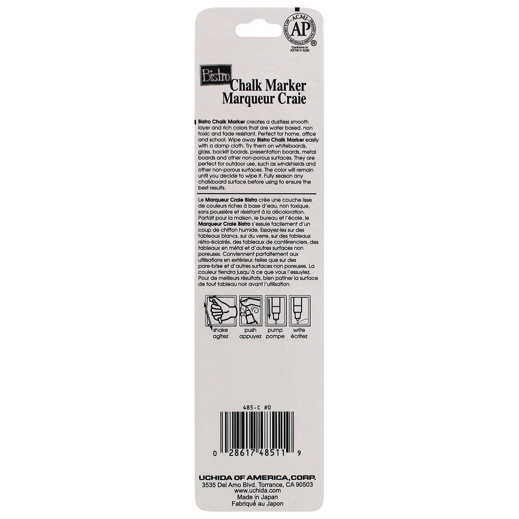 Uchida of America Extra Fine Tip Bistro Chalk Marker - White | Washable Liquid Chalk Pen for Menu Boards, Signs, Glass & Windows | Perfect for Restaurants, Cafes & Retail Stores