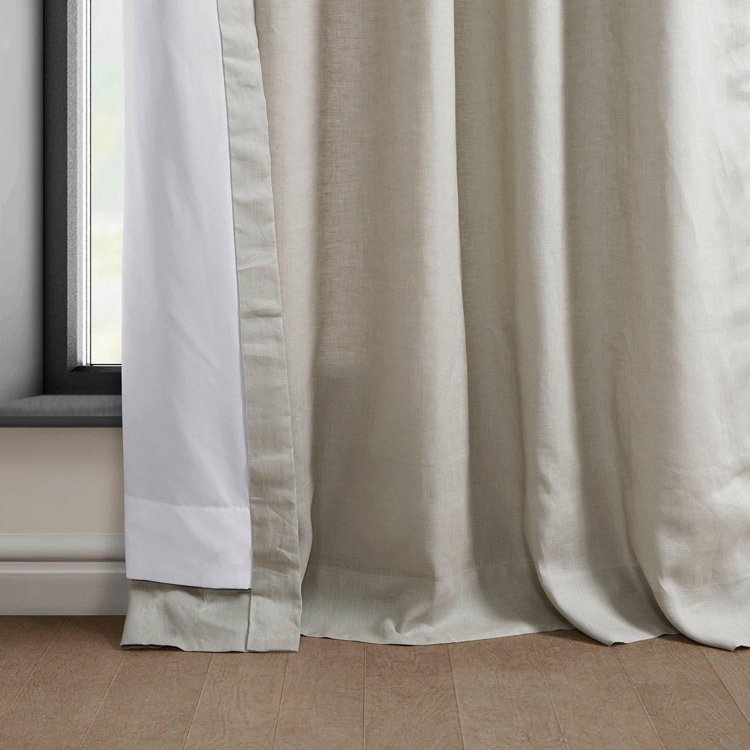 Light Birch Euro Linen Blackout Curtains for Bedroom - Thermal Insulated Window Drapes for Living Room & Nursery - Noise Reducing & Light Blocking Home Decor