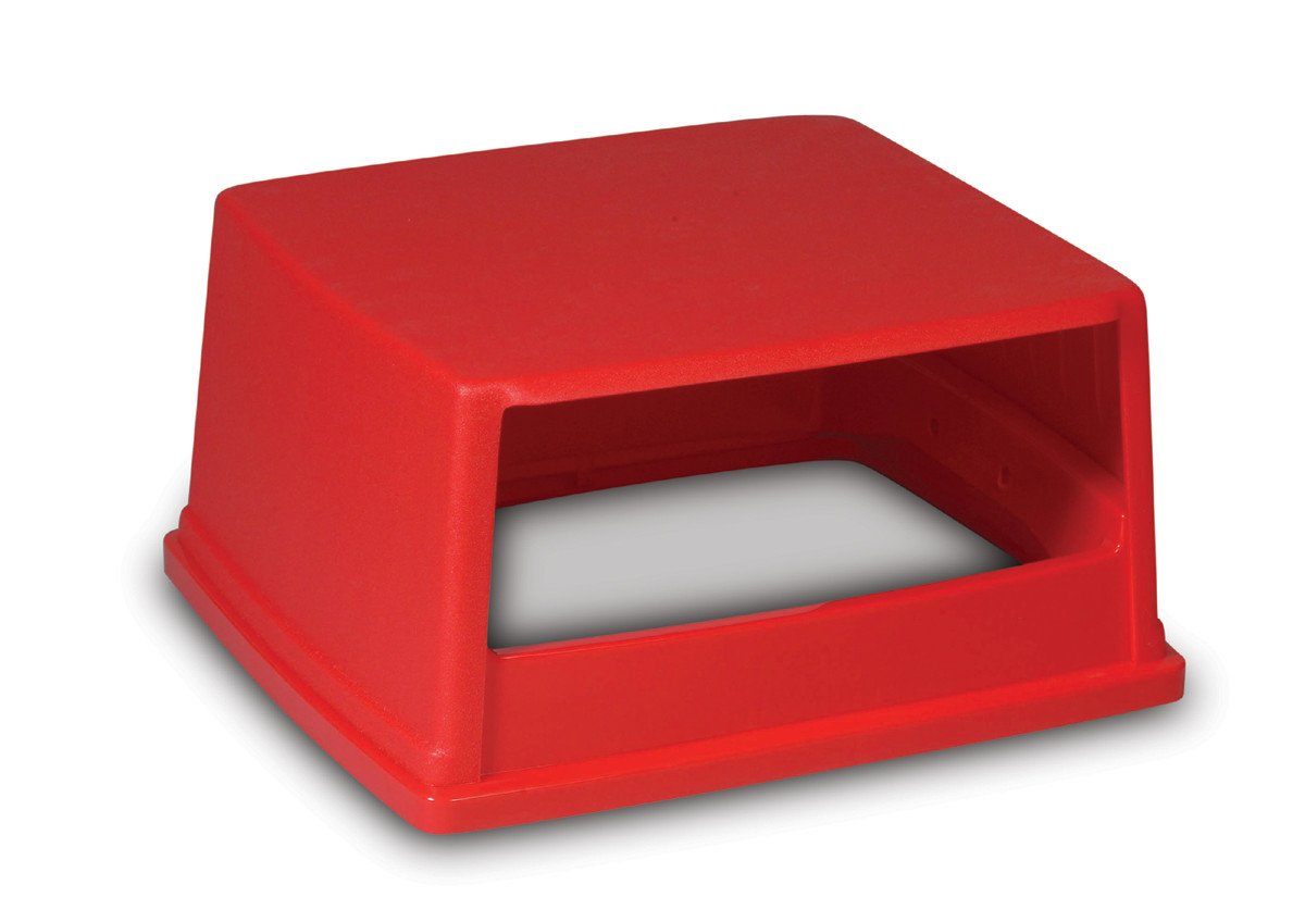 Rubbermaid 56-Gallon Large Red Commercial Trash Can Lid - Weather Resistant Outdoor Garbage Can Cover for Malls, Schools, Offices, Stadiums & Restaurants - Durable Lid for Heavy-Duty Use in Public Spaces