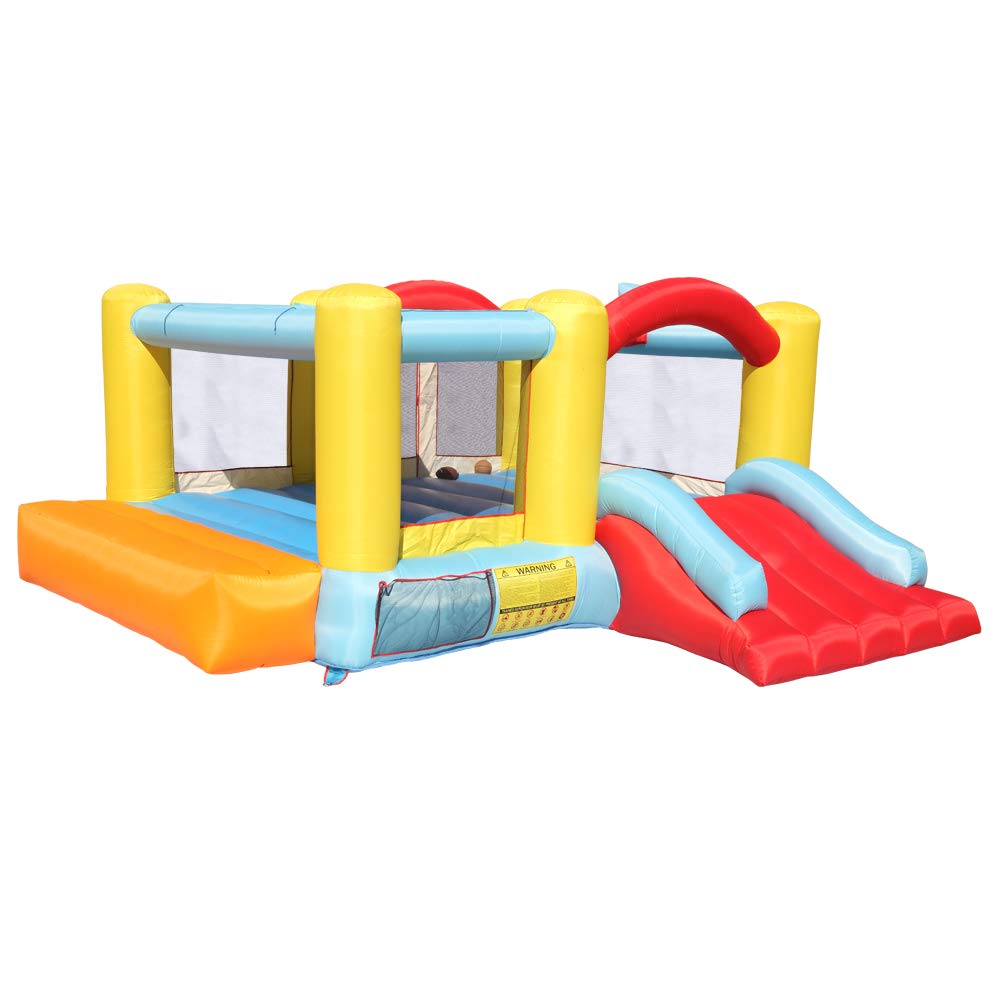 Inflatable Water Slide Bounce House with Basketball Hoop & Splash Pool - Kids Jumping Castle for Summer Parties, Backyard Fun, Birthday Celebrations