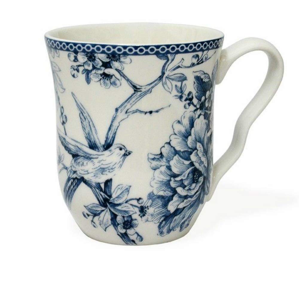 222 Fifth Adelaide Blue & White Porcelain Coffee Mugs Set of 4 – Elegant Tea Cups for Home, Office, or Gift – Perfect for Morning Coffee, Afternoon Tea, and Entertaining Guests