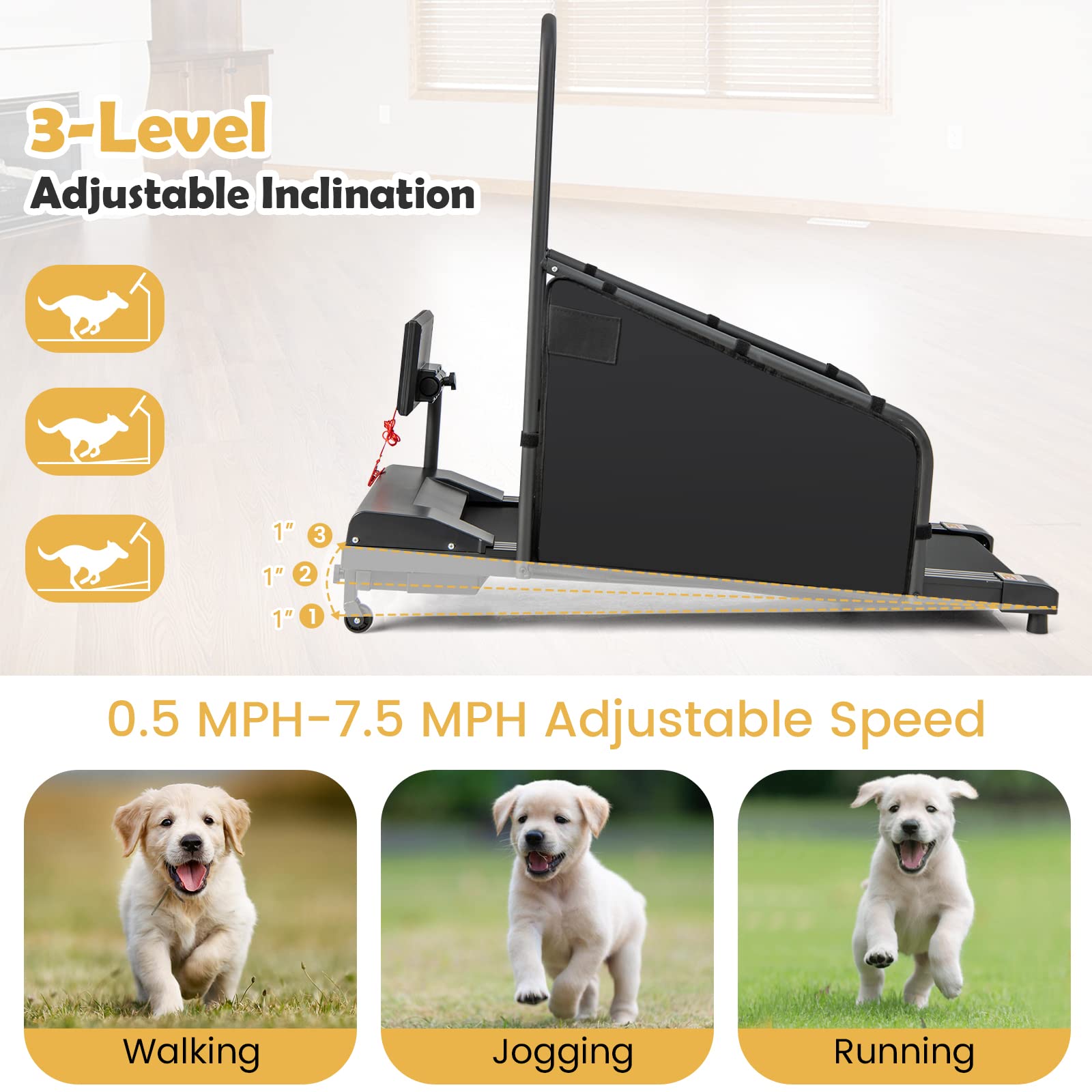 Goplus Dog Treadmill for Small & Medium Dogs - Indoor Pet Exercise Machine with Remote Control & 1.4
