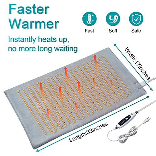 GARVEE 33x17 Inch Electric Heating Pad with Moist & Dry Therapy - Extra Large Heating Pad for Back Pain Relief, 4 Heat Settings, 2 Hour Auto Shut Off, Machine Washable - Perfect for Home, Office & Travel Use