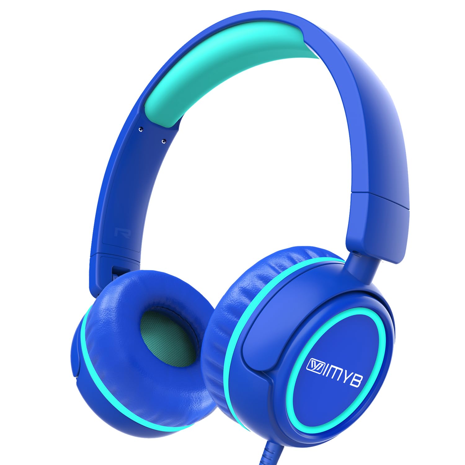 V1 Kids Headphones - Wired Stereo Foldable Tangle-Free 3.5mm Adjustable On-Ear Headphones for School, Travel & Home Use - Compatible with iPad, Tablet, Kindle & Phones - Ideal for Toddlers, Children & Teens (Blue)