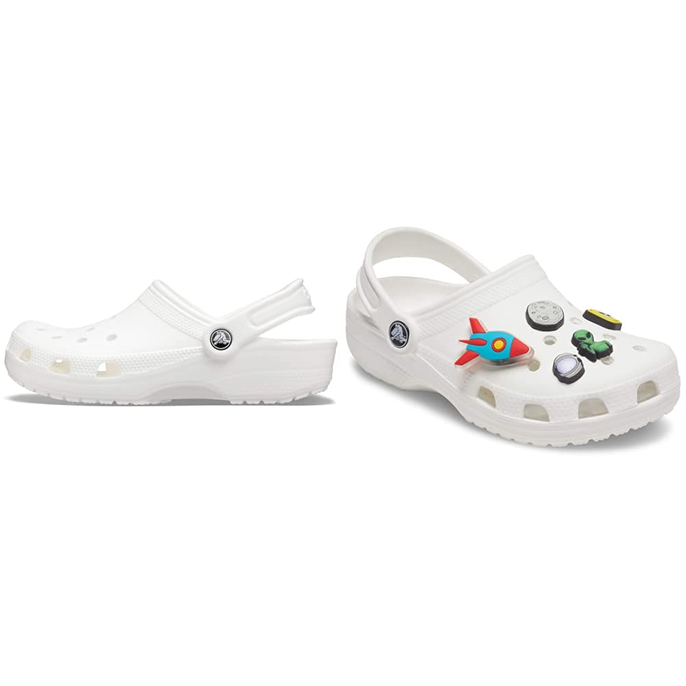 Crocs Classic Clogs for Men & Women with 5-Pack Jibbitz Charms - Comfortable Slip-On Shoes for Travel, Work & Casual Wear